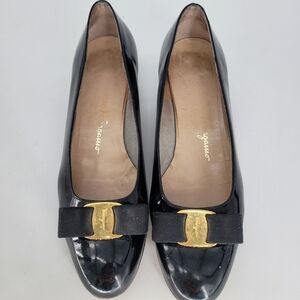 Salvatore Ferragamo Black Heels with Gold Accents